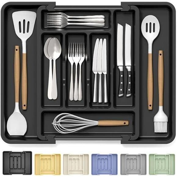 Expandable silverware drawer organizer large utensil flatware cutlery tray holde - Picture 8 of 8